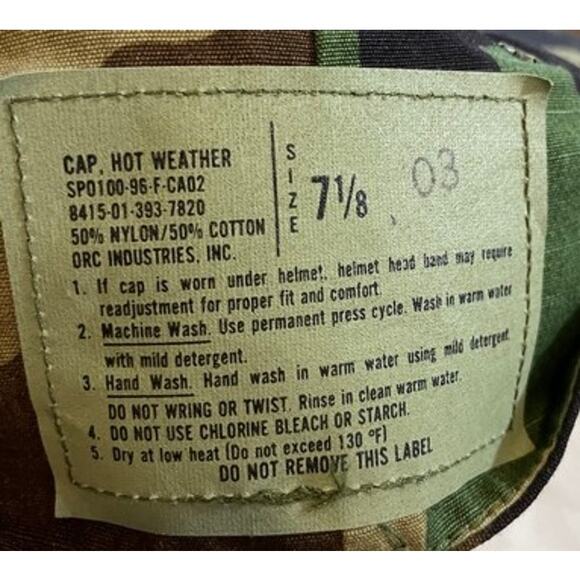 Military Camo Hat/Cover Size 7 1/8 - Picture 2 of 2